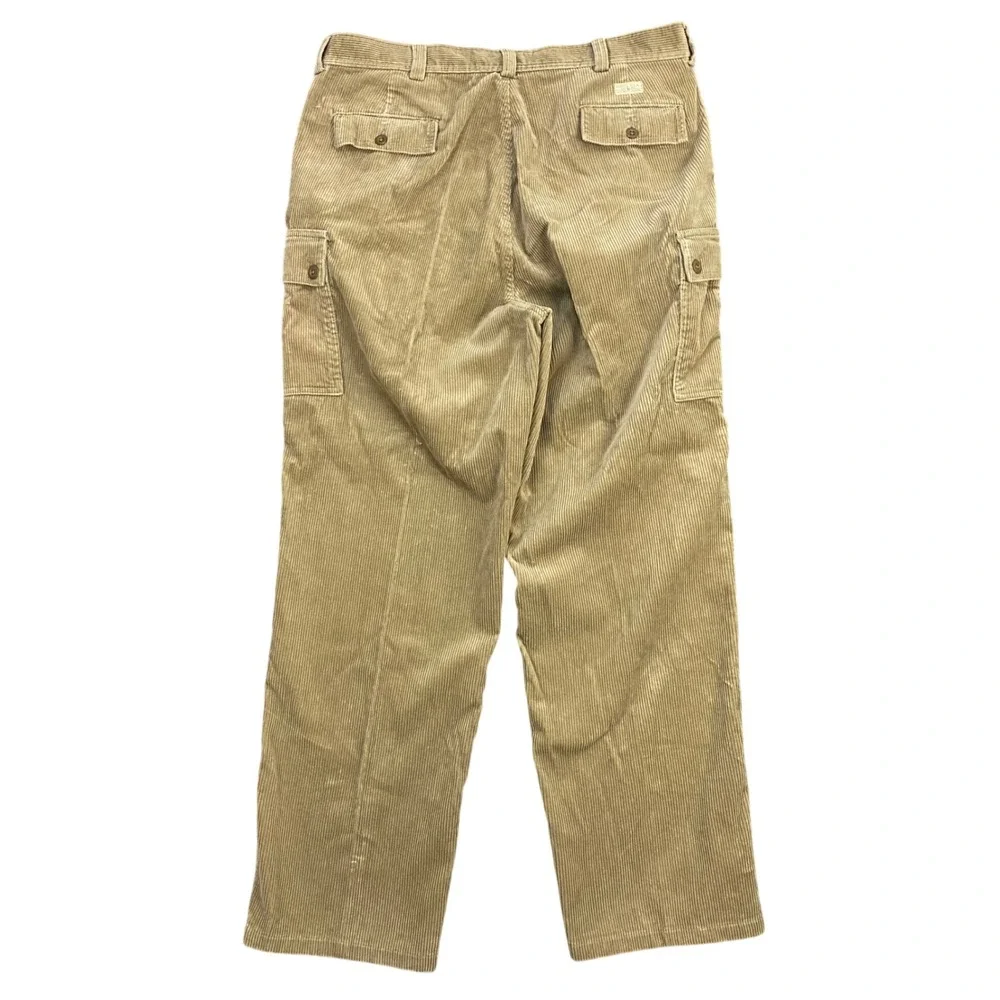 VTG Polo Ralph Lauren Cargo Pants Mens 38x32 Corduroy Tan Military Straight Leg